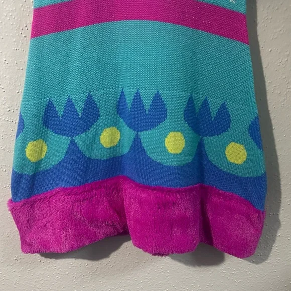 Trolls World Tour Trolls Girl's Poppy Sweater Knit Dress (Blue/Pink, 7-8) - Picture 6 of 14